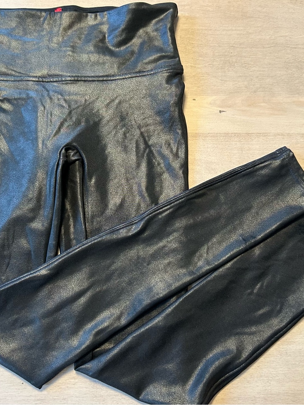 SPANX Shiny Black Faux-Leather Leggings
